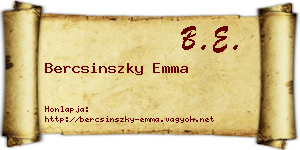 Bercsinszky Emma névjegykártya